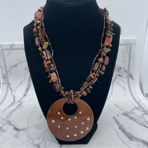 Brown Shell and Stone Beaded Necklace